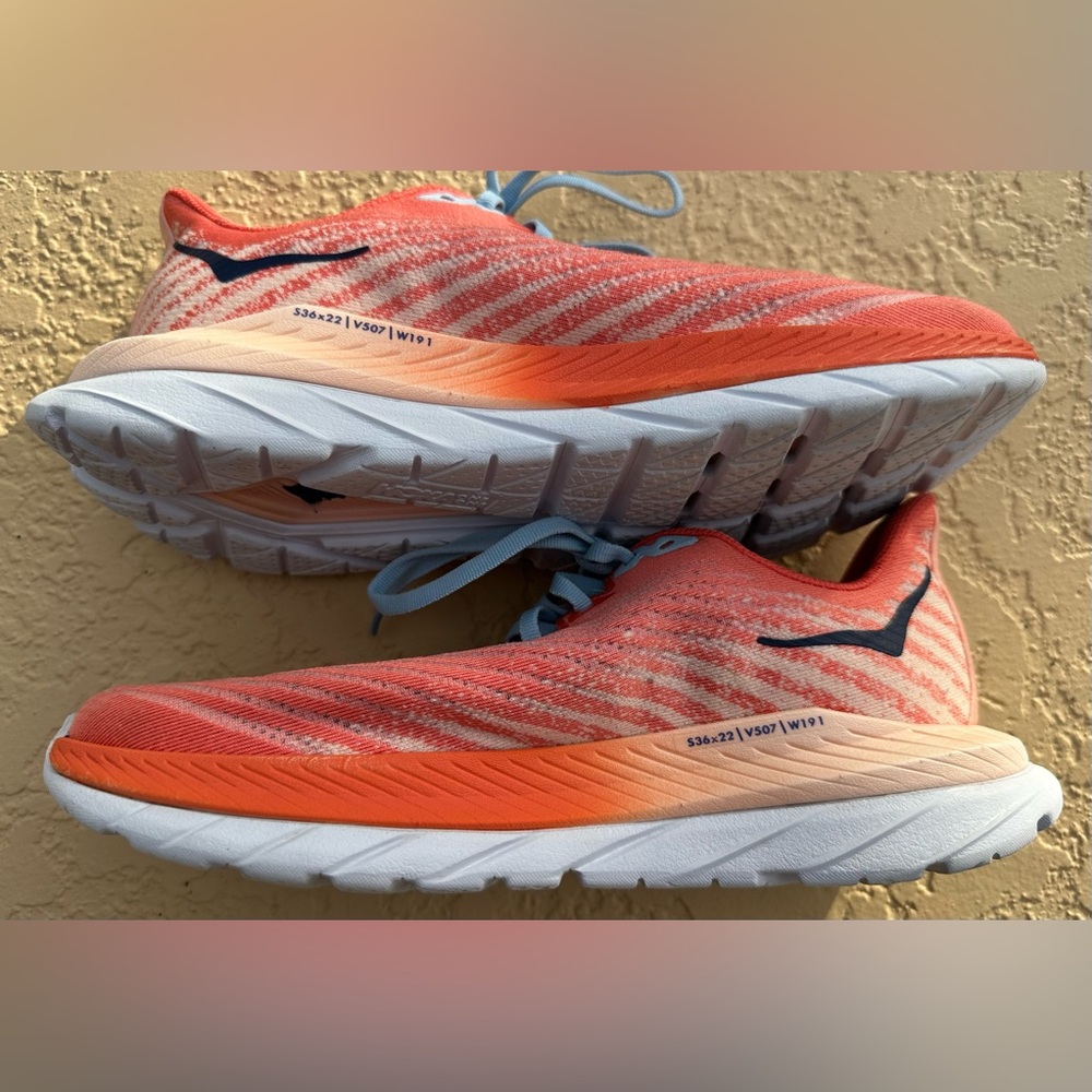 Hoka One One Mach 5 Camellia Peach Parfait Running Shoes Women’s Size 8 in VGC - Picture 10 of 16